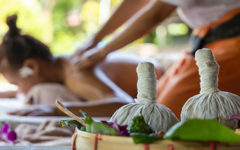 Natural thai massage in spa Relaxed at Spa Resort Body Beauty Relaxation And Wellness and body with masseur Concept of serene spa with thai style.